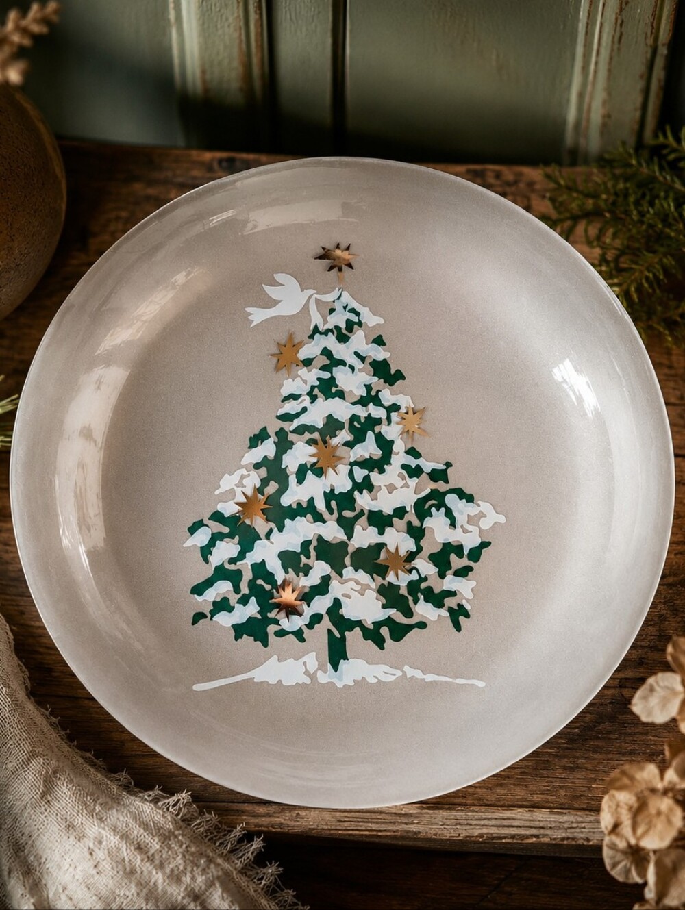 Vintage Georges Briard Christmas Tree Platter GBG7 16" Large Holiday Plate Boxed